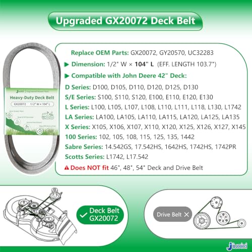 Image of GX20072 1 /2 inchx104 inch Heavy-Duty Mower Deck Belt Fits John Deere 42 inch Blade Belt
