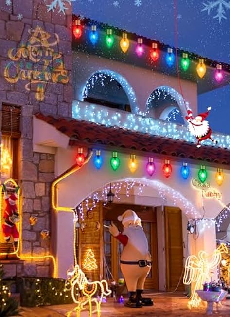 2Pack Jumbo Lights C9 Christmas Pathway - 10.5 Feet 5 Lights Strawberry C9 Walkway, Multicolor Jumbo Bulb Outdoor Decorations