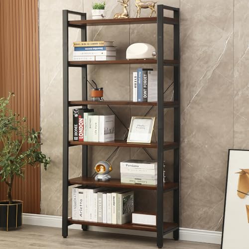 WH-AOERPYMY Natural Real Wood Bookcase,Industrial...