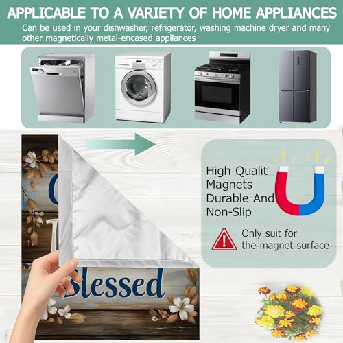 Image of Vintage Wood Board Dishwasher Magnets Decorative Cover,Farmhouse Waterproof Magnetic Dishwasher Cover Panel,Refrigerator Magnet Cover for Kitchen Home Decor 23x26 Inch