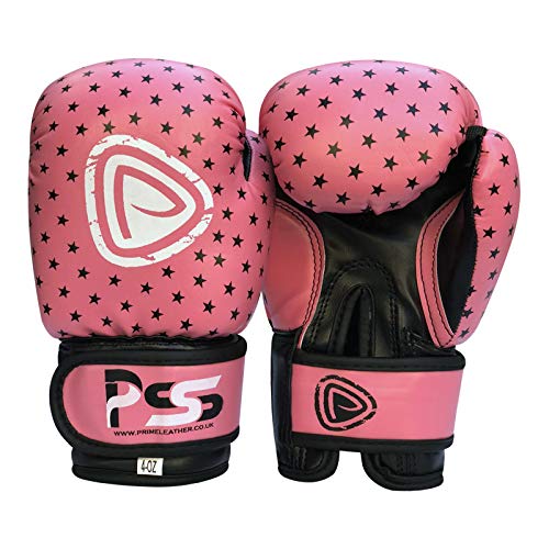 Prime 4oz Pink Star Girls Kids Boxing Gloves Punch Bag Glove Junior Mitts Children MMA Kick Fight Youth Girls