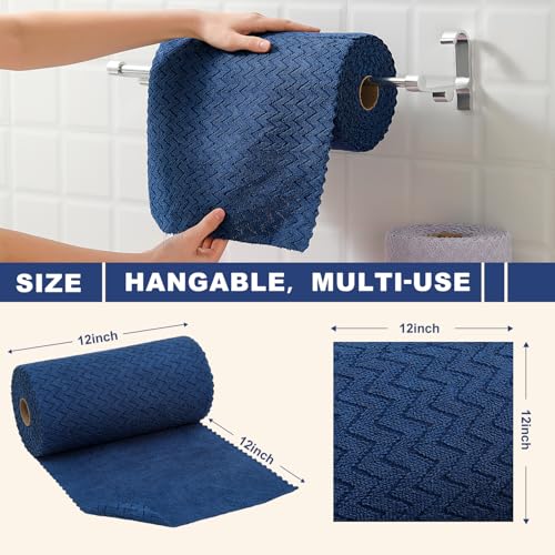 Image of 80 Pack Microfiber Cleaning Cloth Roll Reusable Paper Towels 12 inchx12 inch Tear Away Cloth,Absorbent Dish Rags for House Kitchen,Wash Cloths,Lint Free Rags for Window Cars Cleaning Supplies