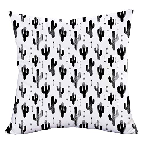 Aremazing Black & White Cactus Super Soft Home Office Decor Throw Pillow Case Cushion Cover for Couch Sofa Bed Chair Pillowslip 18â€™â€™x18â€™â€™ (Black Cactus & Arrow)
