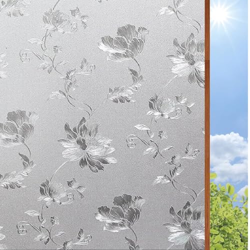 Image of WOO Home Frosted Glass Window Film & Stickers (24 X 24 INCH) Privacy Window Cover for Home & Office - Easy Apply, UV Protection, Removable Decorative Film (Frosted Design Film | 2 X 2 SQFT)