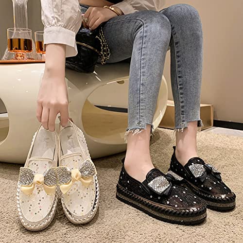 Image of BlackeEight Women's Platform Rhinestones Glitter Sneakers w /Cute Bow