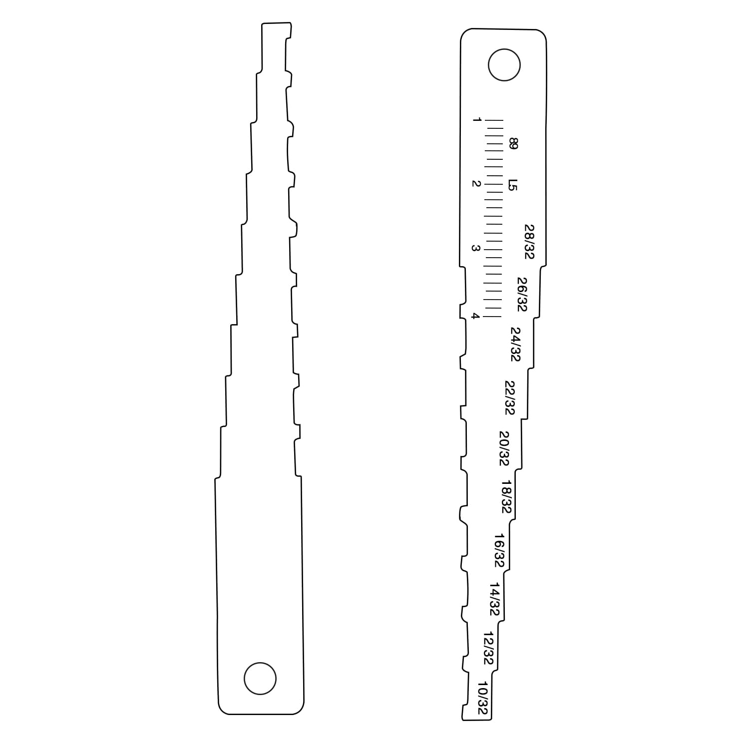 Brake Tech Tools Medidor técnico de Bolsillo etiquetado en 32 con Regla de Longitud más Larga para inspección de Mantenimiento del vehículo BT-1034T32R