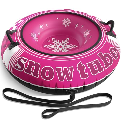 Jasonwell Inflatable Snow Tube Sled - 48' Heavy Duty Snow Tubes for Sledding with Premium Canvas Cover for Kids Adults Snow Toy Fun Winter Outdoor Toys Christmas Birthday Gift for Boys Girls Children