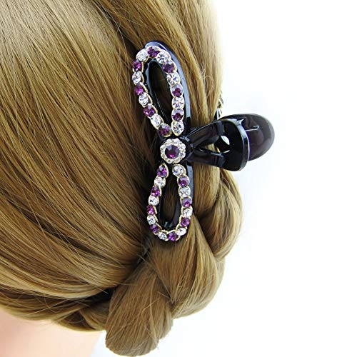 Pince à cheveux queue de cheval violette D107 pour femmes - 5