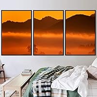3 Piece Framed Canvas Wall Art Orange Sunset Canvas Prints Home Artwork Decoration for Living Room,Bedroom - 16