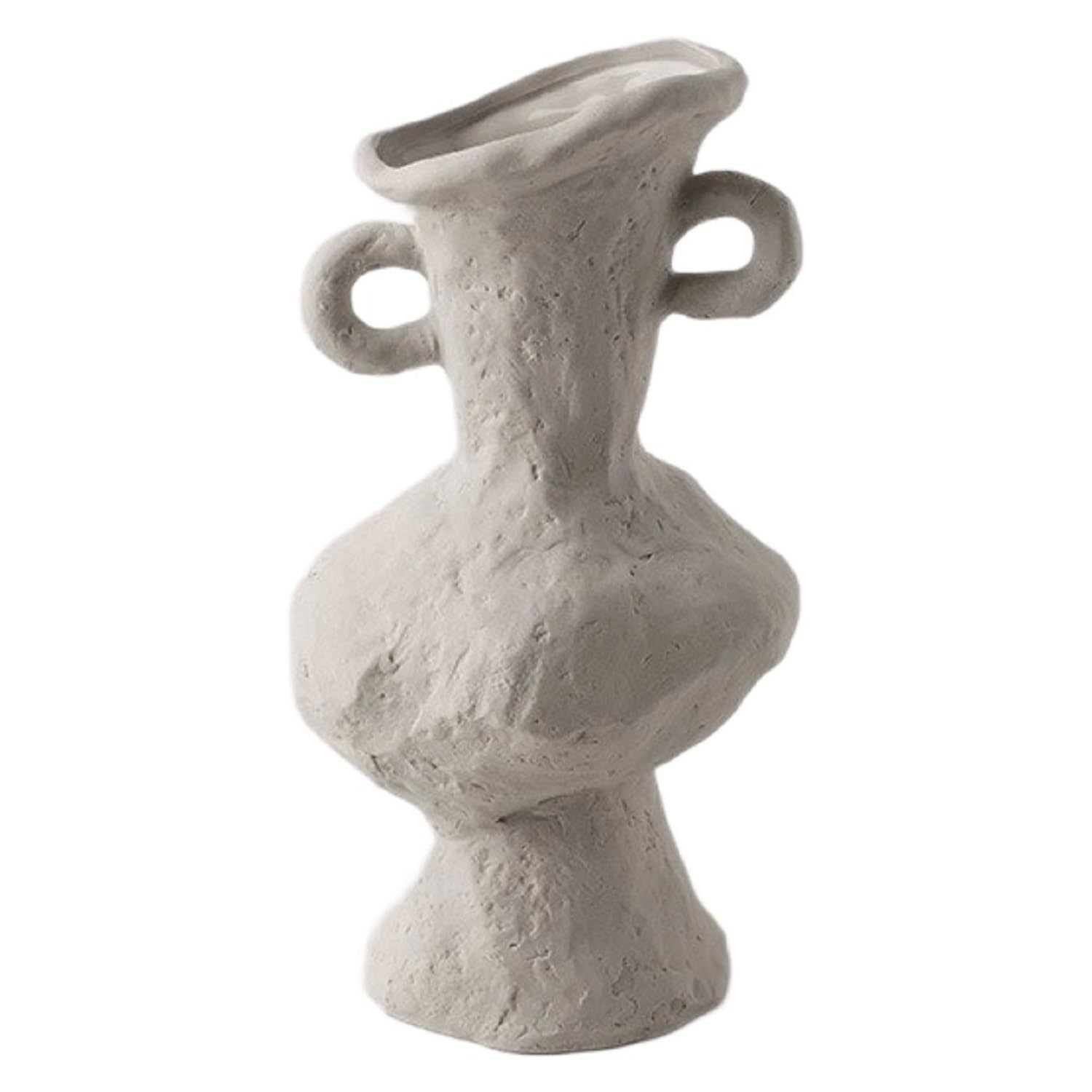 EdirFtra Wabi-Sabi Handmade Clay Vase with Handles - Rustic Flower Holder