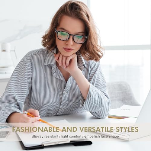 Image of Przene Reading Glasses for Men Women Blue Light Blocking Readers Spring Hinges Lightweight Style Pack