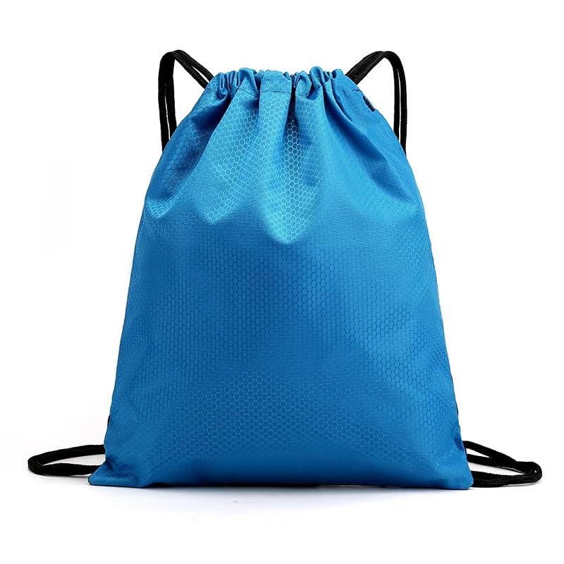 Image of Waterproof Drawstring Backpacks, Soccer-Texture Oxford Fabric, 16.9 inch x 13.8 inch,0.19 lb, Gym & Marathon Gear Sacks (1, Sky Blue)