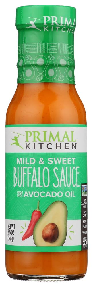Primal Kitchen Mild & Sweet Buffalo Sauce, Made with Avocado Oil, Whole30, Vegan, Keto & Paleo Friendly, Gluten Free & Non-GMO, 8.5 Ounce (Pack of 6)