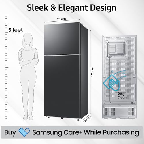 Image of Samsung 419 L, 3 Star, Convertible 5-in-1, Digital Inverter, Frost Free Double Door, Bespoke AI WiFi Refrigerator (RT45HG6A43B1HL, Black DOI, 2026 Model)
