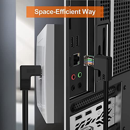 Image of CableCreation Angle CAT6 Ethernet Patch Cable(6 Feet), Right Angled Lan Cable with 50U Gold Plated Contact, Black Color