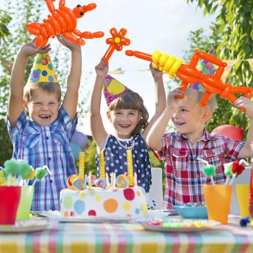 Image of LXZFCRG 260 Balloons Orange Long Balloon for Balloons Animals, Thickening Long Skinny Latex Twisting Balloon for Balloon Garland Halloween Party Suppies Birthday Wedding (Orange)