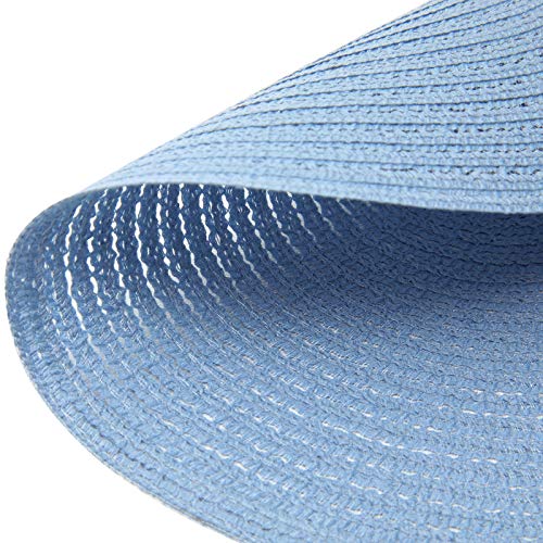 Image of SHACOS Round Braided Placemats Set of 6 Round Table Mats for Dining Tables 15 inch (Light Blue, 6)