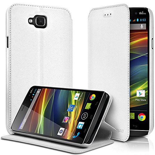 KARYLAX Seluxion - Housse Coque Etui à Rabat latéral Fonction Support Couleur Blanc pour Wiko Slide + Film de Protection …