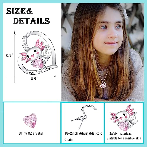 M&Ostyle Cute Axolotl Necklace for Girls Boys Crystal Pendant Necklaces Gifts Jewelry Gifts for Girls Daughter Boys Son Granddaughter Niece Birthday Christmas Graduation Gift2