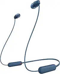 Sony Fones de ouvido intra-auriculares WI-C100 sem fio Bluetooth com microfone embutido, azul