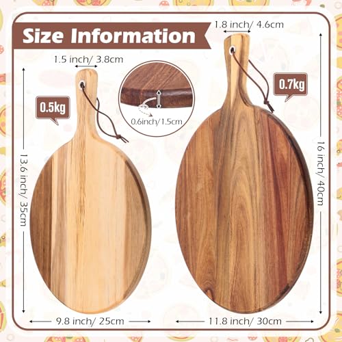 Juego de 16 tablas redondas de madera de acacia con mango miniatura 2
