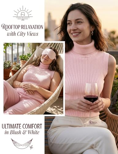 Image of v28 Women Sleeveless High Neck Turtleneck Stretchable Knit Sweater Top