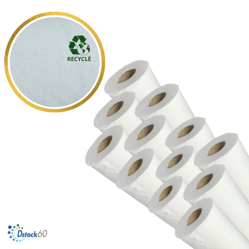 DSTOCK60- Lot de 12 rouleaux de draps d'examen ouate mêlée - 2 plis 2 x 18gr - Fabrication Française - Cabinets médicaux - Soins - Hygiène