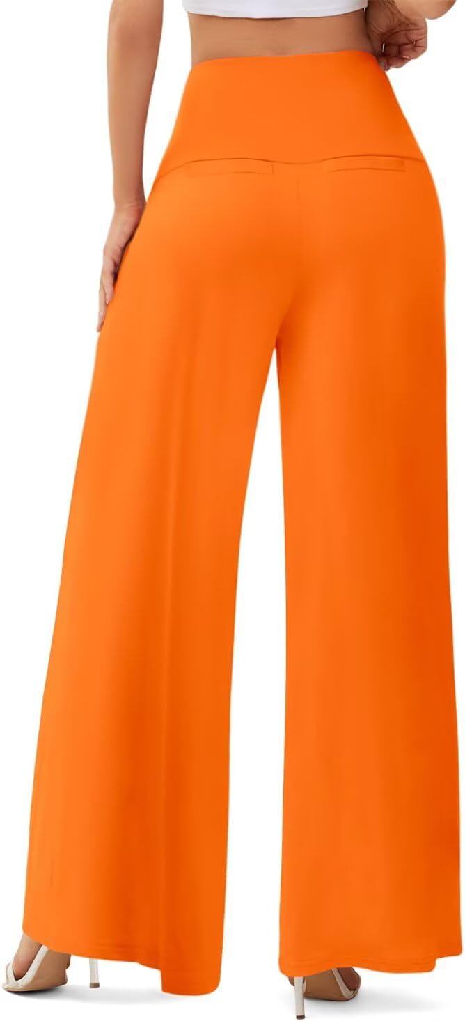 JZC Women's Palazzo Lounge Pants Stretchy Wide Leg Casual Pants Comfy High Waist Flowy Pants S-3XL - Image 3