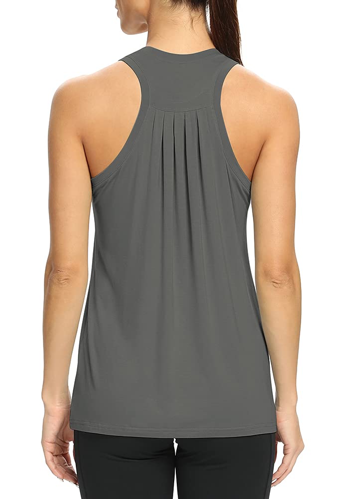 MippoWorkout Tops for Women High Neck Racerback Tank Tops Loose Fit Athletic Yoga Shirts