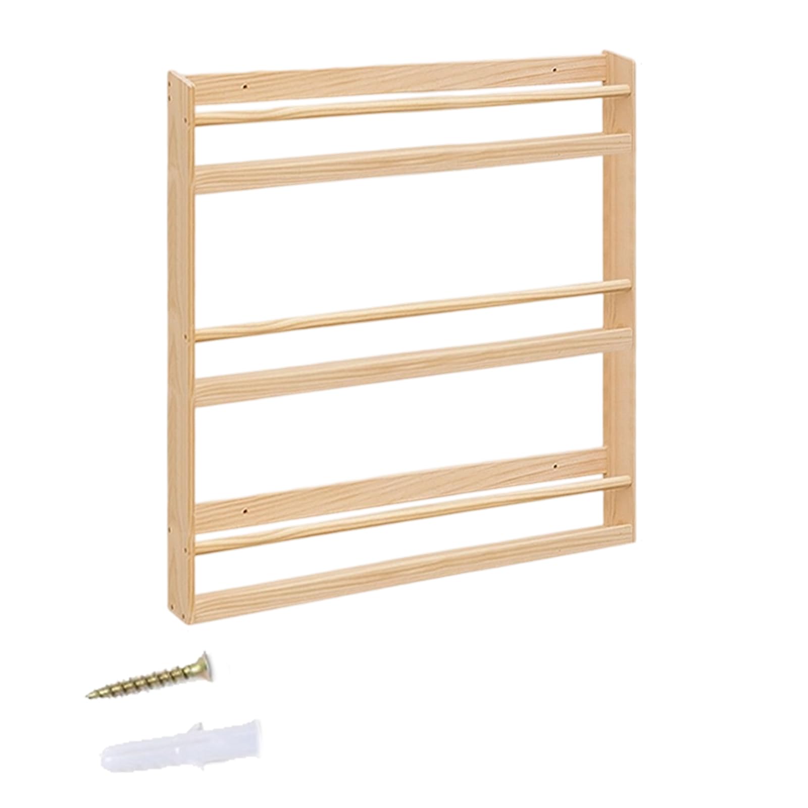 Tsophreniq Floating Wall Bookshelves with Rails: Natural Wood Nursery Shelves for Living Rooms, Study & Kids Rooms Easy Mount Shelf