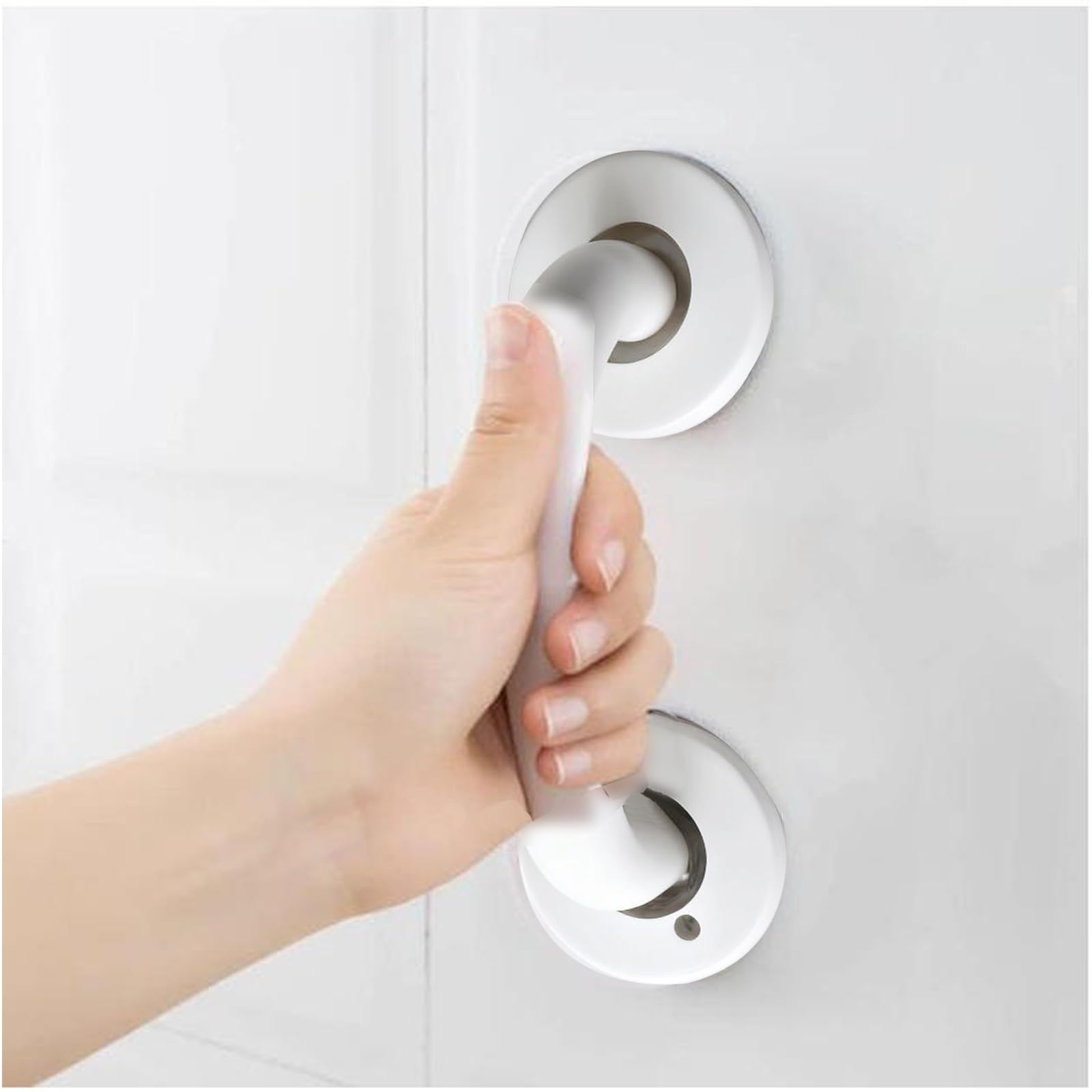Barras de Apoyo para Ducha, asideros para Personas Mayores, Material de Resina, aptas para Habitaciones y pasillos, Ideales para niños (Paquete de 2) (Blanco)