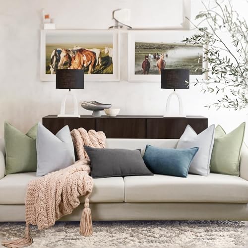 ZWJD Light Gray Pillow Covers 12x20 Set of 2 Chenille Throw Pillow Covers with Elegant Design Soft and Luxurious Decorative Throw Pillows for Couch, Bed, and Home Decor