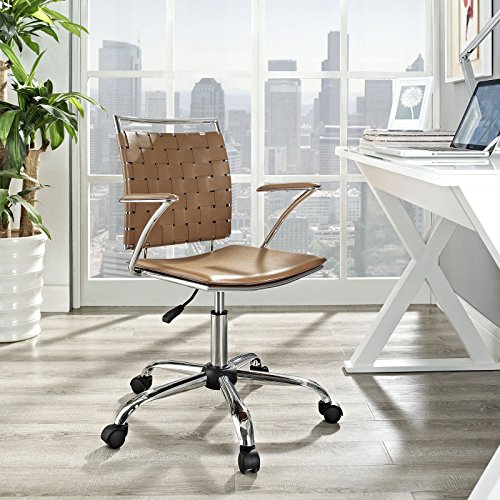 Modwayeei-1109-Tanfuse Webbed Back Faux Leather Adjustable Computer Deskoffice Chairtan #TOP4