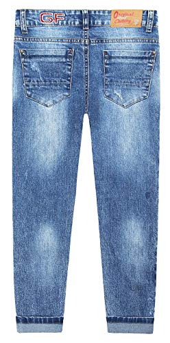 KIDSCOOL SPACE Big Junior Girls Ripped Denim Pants,Patched Slim Jeans,Blue,9-10 Years2