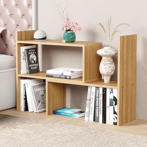 Image of Lukzer MR-011 Oak Light Adjustable 5-Tier Bookshelf | Multi-Functional Storage Rack for Living Room, Bedroom, Home, Office & Kitchen|Engineered Wood Bookcase|121x61x24cm|DIY Bookshelves|Made in India