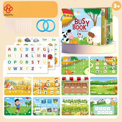 Image of Alphabet Book Busy Book Binder for Childrens Kindergarten Toddlers and preschoolar Kids Learning Activity Interactive Learning 2-5 Years Old