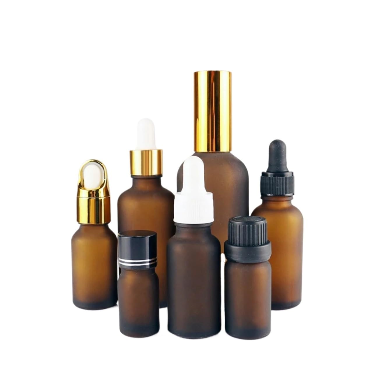 Gotero 20ml 30ml Botella cuentagotas de vidrio ámbar esmerilado Perfume Envase marrón mate 10ml Viaje con sabor a suero(3,20pcs,15ml)