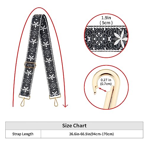 Image of Wide Shoulder Strap Adjustable Replacement Belt Guitar Style Crossbody Bag Handbag Strap Multicolor Canvas Straps(Wide:2in)(Color79)