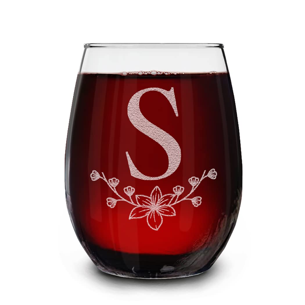 Verre à vin sans pied initiales gravées pour apéritif et dîner
