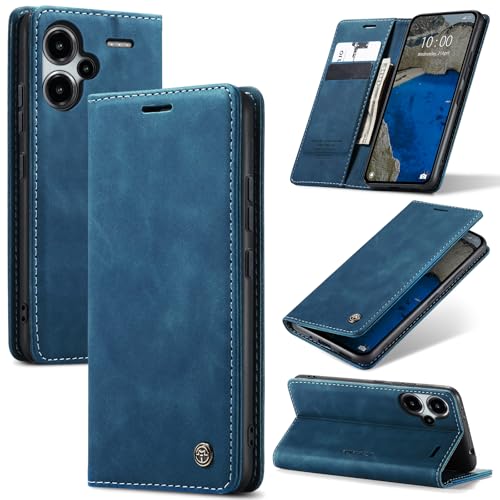 Azororo Handyhülle für Xiaomi Redmi Note 13 Pro Plus 5G Hülle Premium Lederhülle Flip Case Magnet Tascher Kartenfach Standfunktion Klapphülle Schutzhülle für Redmi Note 13 Pro Plus 5G Blau