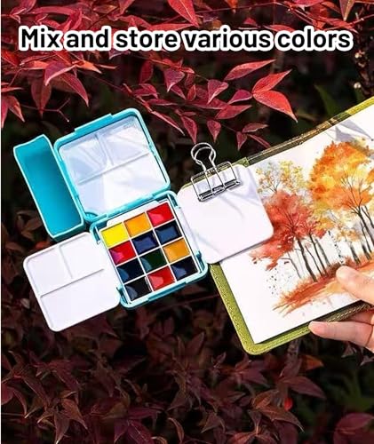 Image of 1 Piece Mini Painting Palette,Foldable, Easy to Carry,Compact Watercolor Palette for Artists, Portable Painting Supplies with Mixing Wells