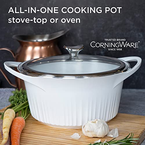 CorningWare-Non-Stick-55-Quart-QuickHeat-Dutch-Oven-Pot-with-Lid-Lightweight-Ceramic-Non-Stick-Interior-Coating-for-Even-Heat-Cooking-Perfect-for-Baking-Frying-Searing-and-More-French-White