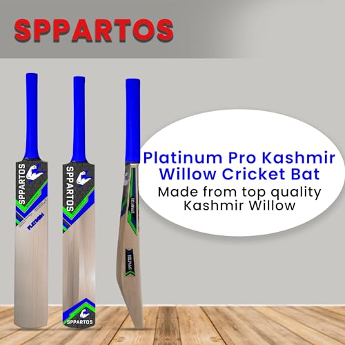 Image of Sppartos Platinum Pro Kashmir Willow Cricket Bat for Leather Ball Play (Size 6)