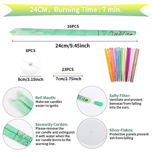 Ear-Candles16pcs-All-Natural-Beeswax-Hopi-Ear-Candle-Cones-with-Drip-Protectors-DisksCotton-SwabEar-Wax-Removal-Candle-Kit-with-Natural-Organic-Beeswax