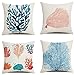 JOVEGSRVA Juego de 4 fundas de cojín de color azul coral, impermeables, para exteriores, jardín, banco, sala de estar, sofá, decoración de 45 x 45 cm