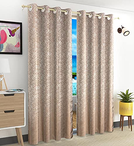 FRESH FROM LOOM Window Curtains 5 Feet Long | High Tenacity Yarn Polyester Weaved Curtains | Premium Screens for Home Office | Prada for Living Room Bedroom | Dust Repellent (Beige, 2pc)
