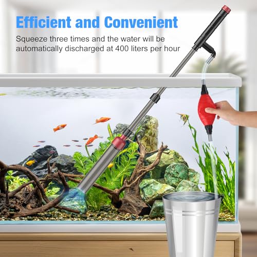 Image of Fish Tank Siphon Vacuum Cleaner: 4 in 1 Manual Aquarium Vacuum Cleaner for Water Change, Sand Cleaning and Remove Dirt, Fish Tank Cleaner Vacuum with Adjustable Length