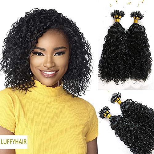 Short Wet and Wavy Human Hair Micro Loop Hair 1g/s 100 strand Natural Brown Color Brazilian Micro Bead Links Hair Extensions (10inch 100Strands, Natural Color)