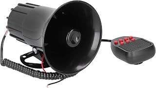 115db Car Horn with PA Mic, 7 Distinctive Sounds Car Siren Air Horn Megaphone Universal Car Warning Alarm Horn for Car Truck RV 12V 50W
