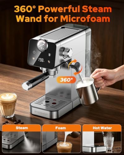BYESHOP Espresso Machine 20 Bar, Compact Espresso Maker with Milk Frother and Touchscreen - 5
